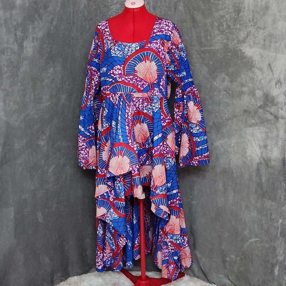 Advance Apparel Ankara AFRICAN Bell Sleeve print dress free size - Picture 2 of 14